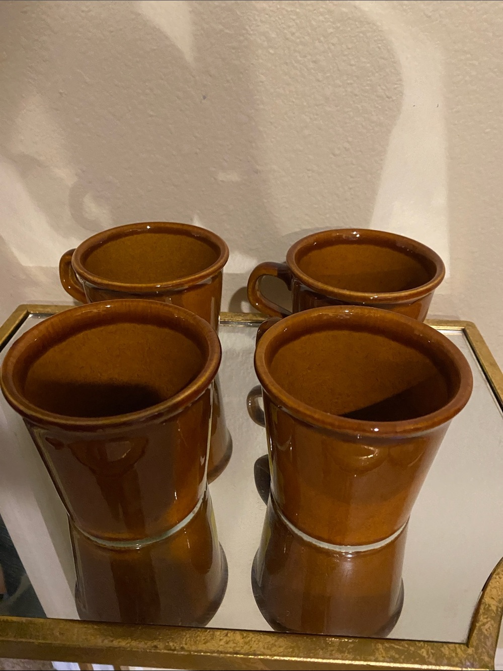 Vintage Classic Brown Ceramic Mug - Set of 4